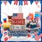 4 Pcs Patriotic Tiered Tray Decorations Set, 4th of July Table Sign Memorial Day Farmhouse Red White Blue Rustic Wooden Block Stack Sign for Home Fireplace Mantel (Flag)
